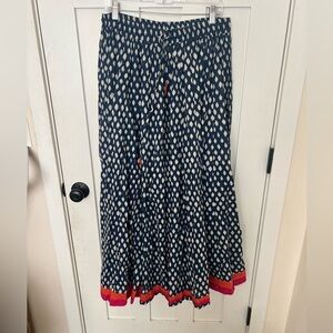 Bombay Paisley 100% Cotton Pull On Maxi Skirt Drawstring Waist L/XL Flowy Hippie